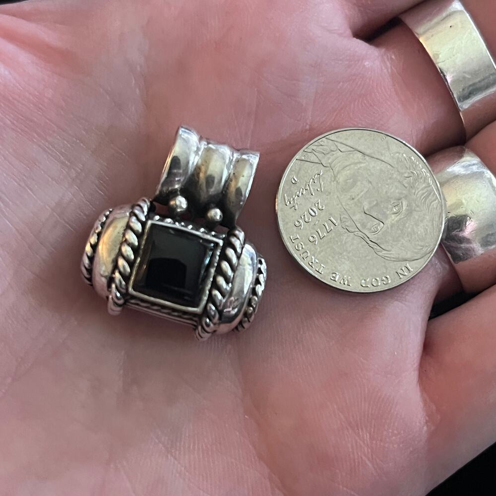 Vintage Retro 925 Sterling Silver Black Onyx Pendant 90s style y2k style classic